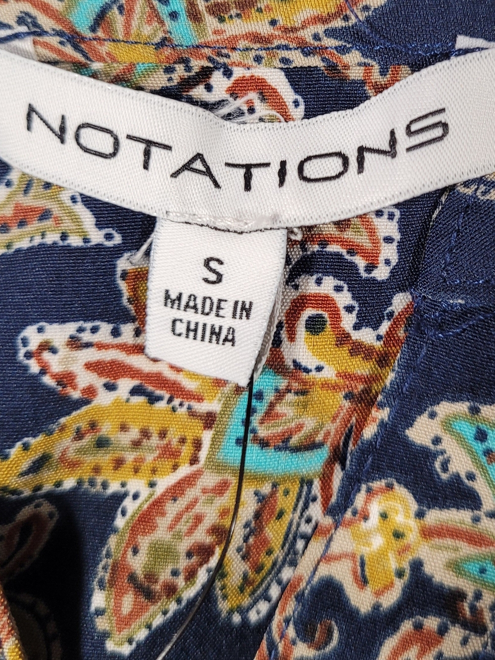 Notations Navy Paisley Button-Front Blouse - Picture 2 of 3